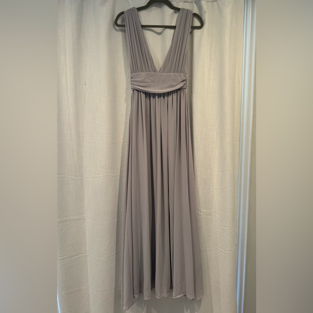 Lulu's Light Grey Sleeveless Slit Maxi Gown